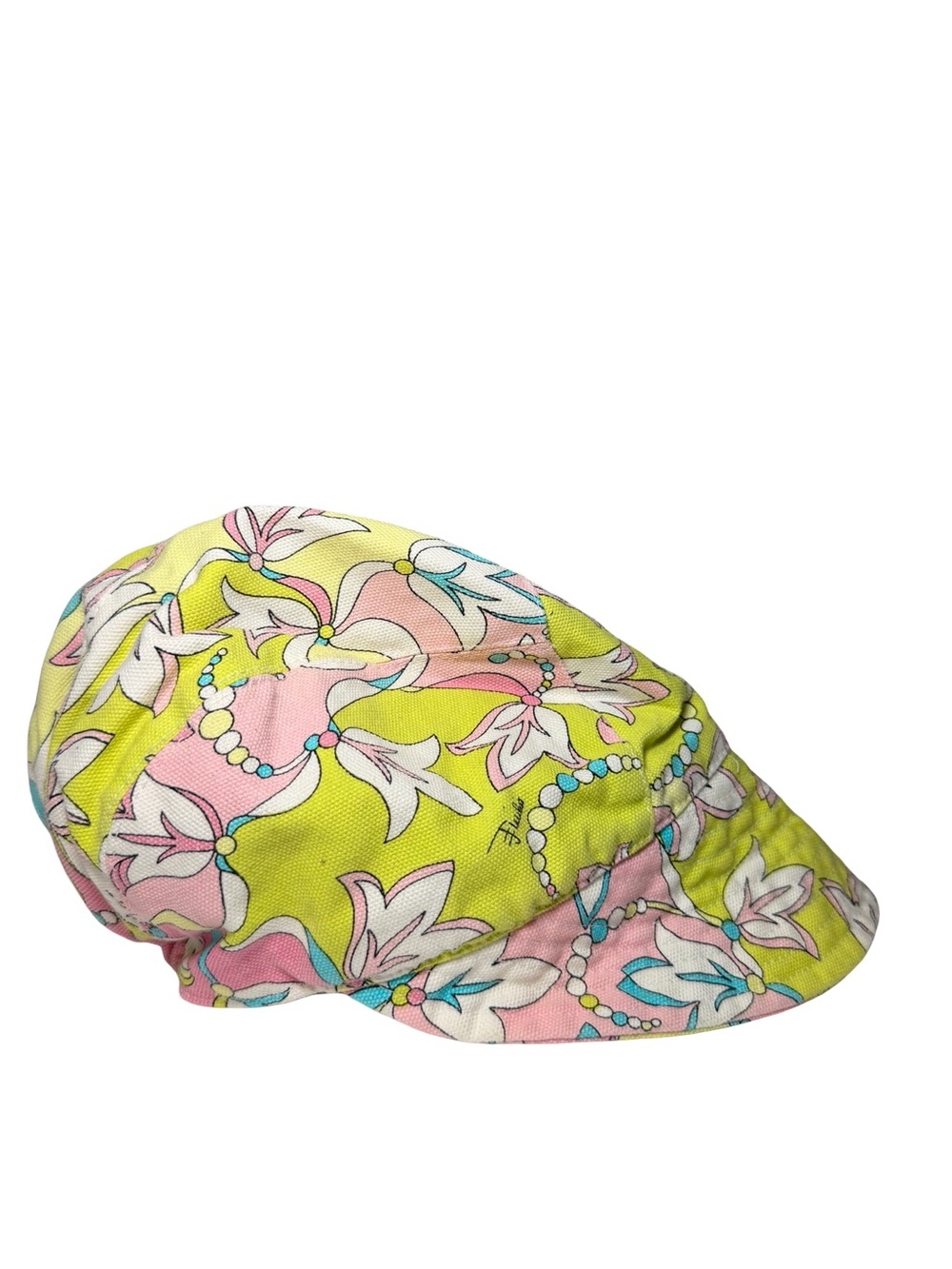 Emilio Pucci Floral Print Cap in Pink and Lime